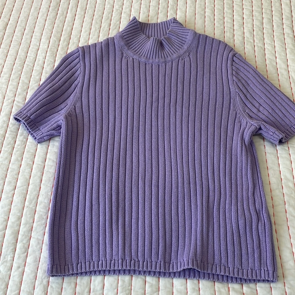 Jcrew Cotton-blend short-sleeve turtleneck sweater sz L gently used. - Picture 4 of 10